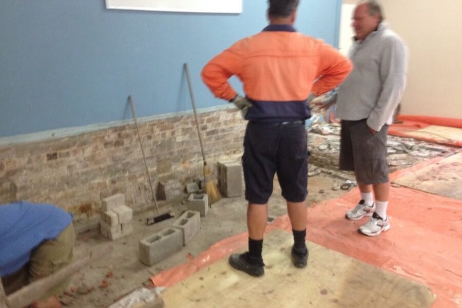 Shaun from The Right Builder supervising Renovation of stage at West Ryde Family Church - The Right Builder